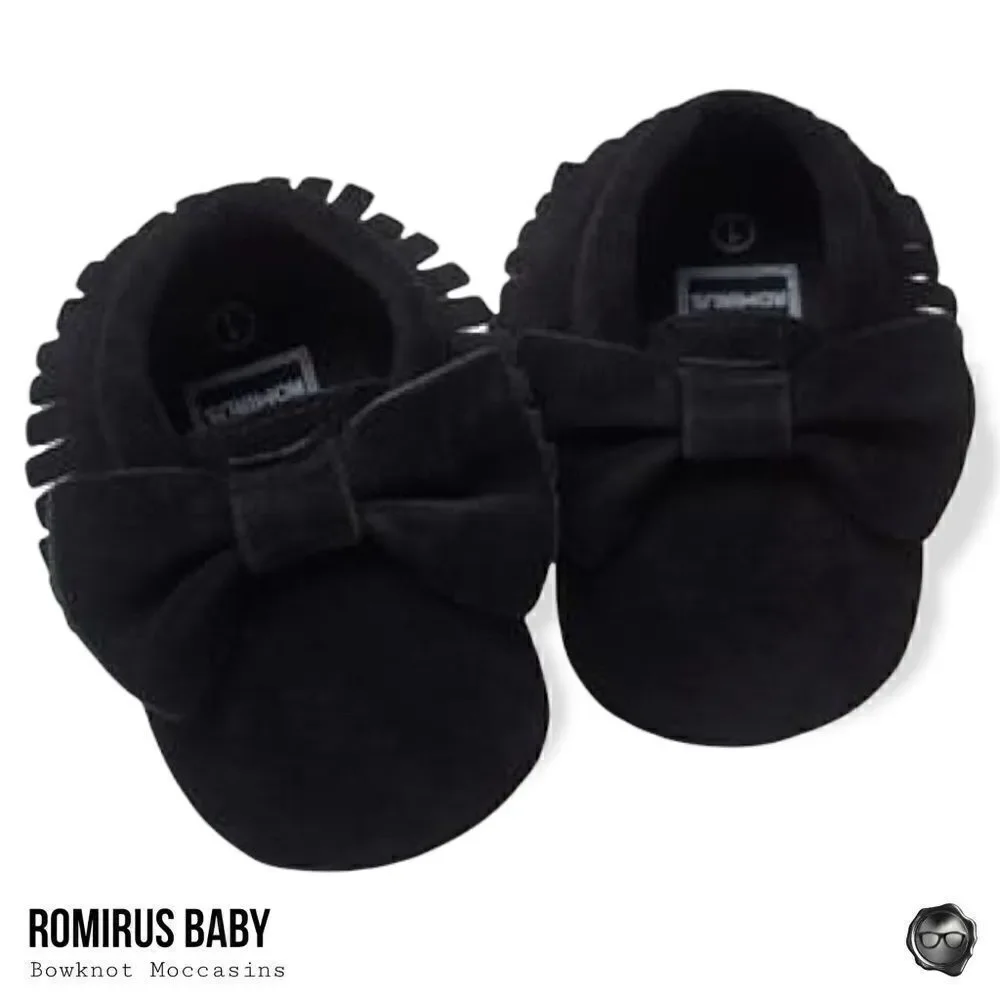 FIRST WALKERS SLIP-ON BABY MOCCASIN SHOES IN BLACK SUEDE VEGAN LEATHER UNISEX